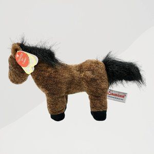 NWT Aurora Horse‎ Pony Brown w White Spot Soft Stuffed Bean Bag Toy 9"